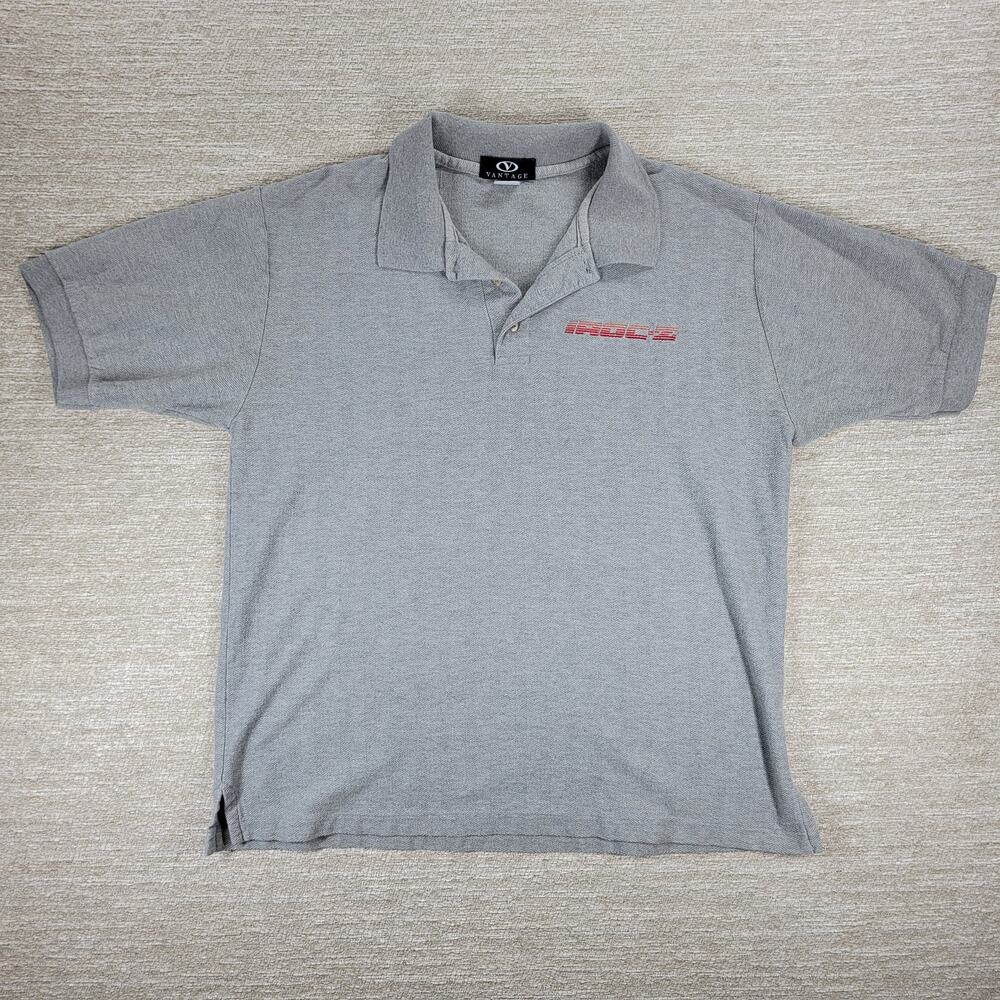 Vintage IROC-Z Polo Shirt Textured Gray USA Vantage XL 100% Cotton Camaro Logo